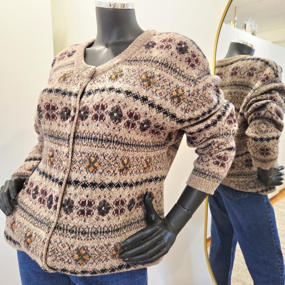 Vintage Wool Cardigan – Point Zéro by Nicole Benisti – M